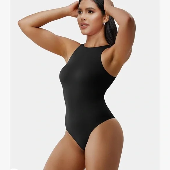 Sleeveless High Neck Racer Back Tank Tops Second-skin Body Suit - Picture 3 of 9